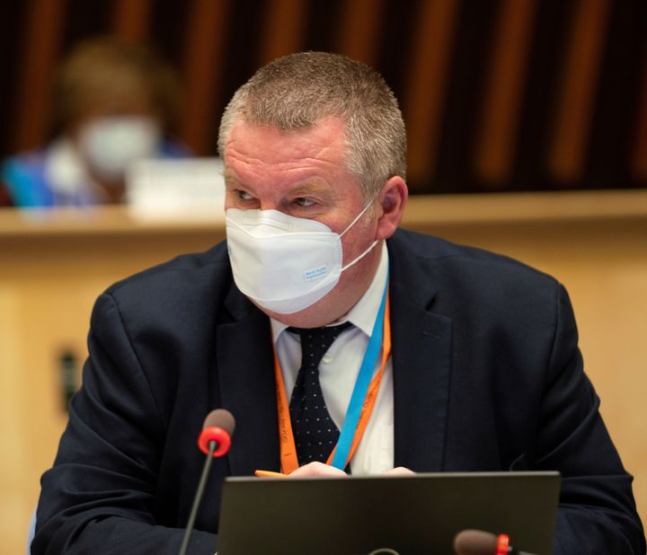 Mike Ryan, the WHO’s top emergencies official, is seen here in Geneva on Oct. 5, 2020. Ryan says cold weather, more people indoors and increased social mixing have resulted in more coronavirus cases.
