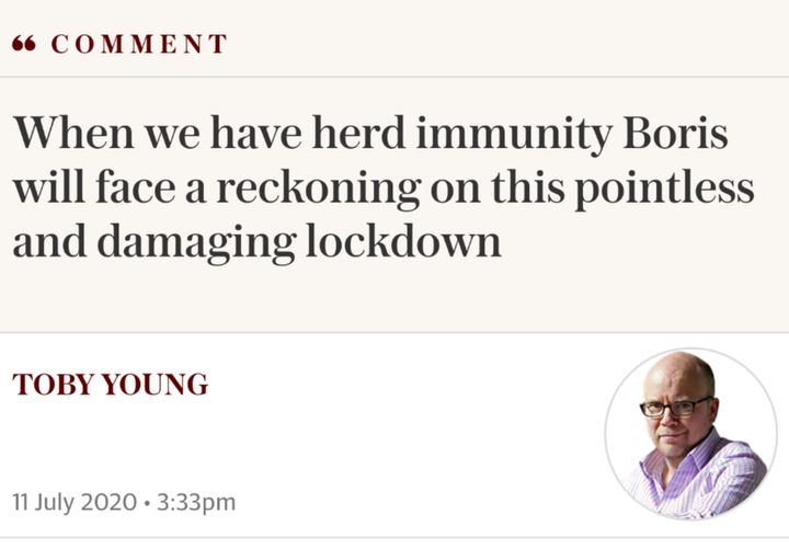 Toby Young has been among the most vocal critics of measures introduced to curb the spread of the outbreak.