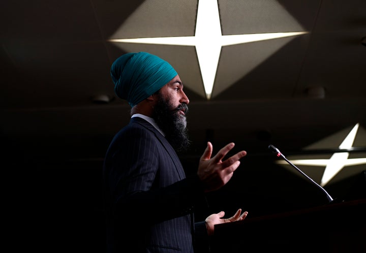NDP Leader Jagmeet Singh speaks to reporters before attending Question Period on Parliament Hill in Ottawa on Dec. 10, 2020.