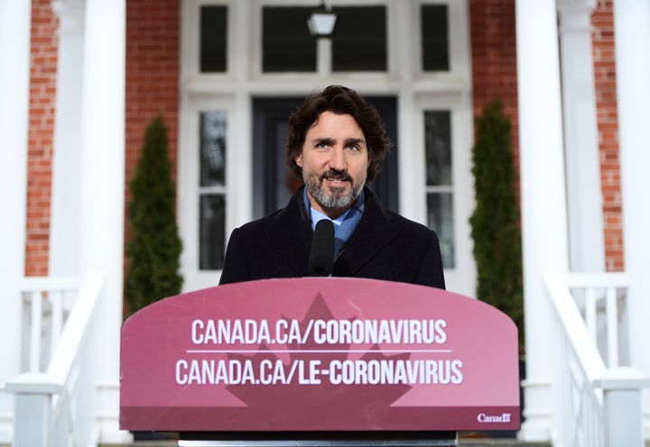 Prime Minister Justin Trudeau provides an update on the COVID-19 pandemic from Rideau Cottage in Ottawa on Jan. 11, 2021.