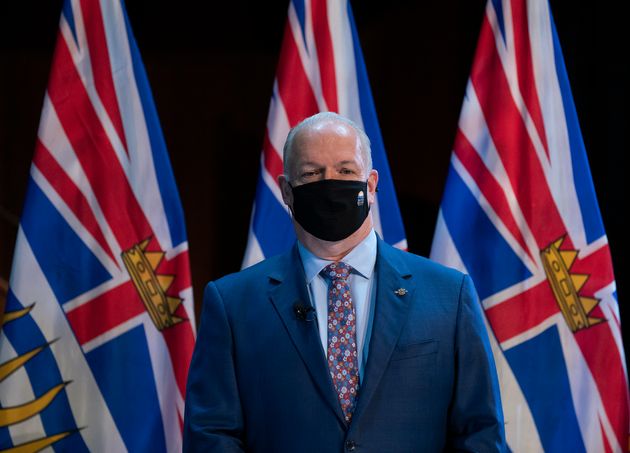 B.C. Premier John Horgan wears a protective face mask to help prevent the spread of COVID-19 on Nov....