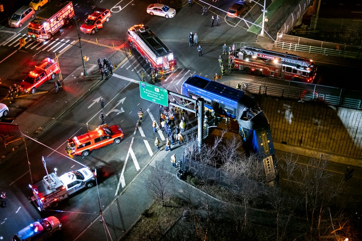 The vehicle, an articulated bus, crashed just after 11 p.m. at the interchange between the Cross Bronx and Major Deegan expressways.