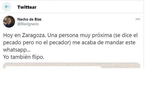 El tuit de Nacho de Blas.