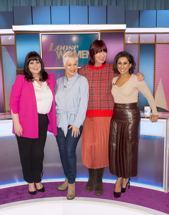 Saira with former co-stars Coleen Nolan, Denise Welch and Janet Street-Porter 