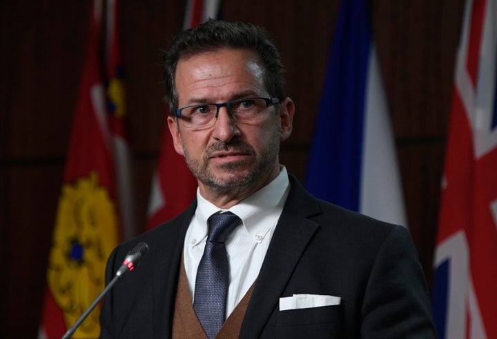 Bloc Leader Yves-François Blanchet comments on the governments Fiscal update during a news conference in Ottawa on Nov. 30, 2020.