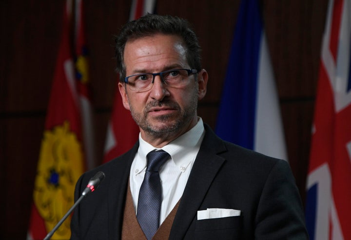 Bloc Leader Yves-François Blanchet comments on the governments Fiscal update during a news conference in Ottawa on Nov. 30, 2020. 