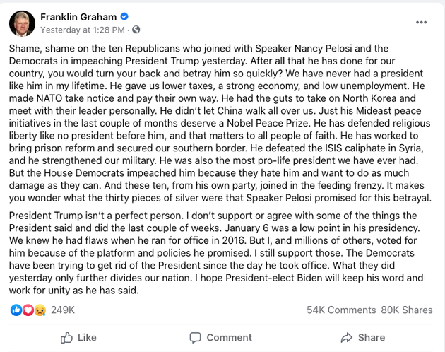 Evangelist Compares Republicans Who Voted For Trump's Impeachment To