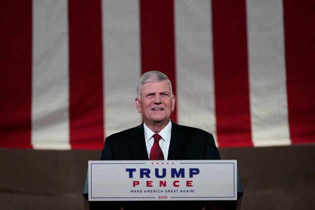 Franklin Graham recites a prayer for the fourth day of the Republican National Convention on Aug. 27....