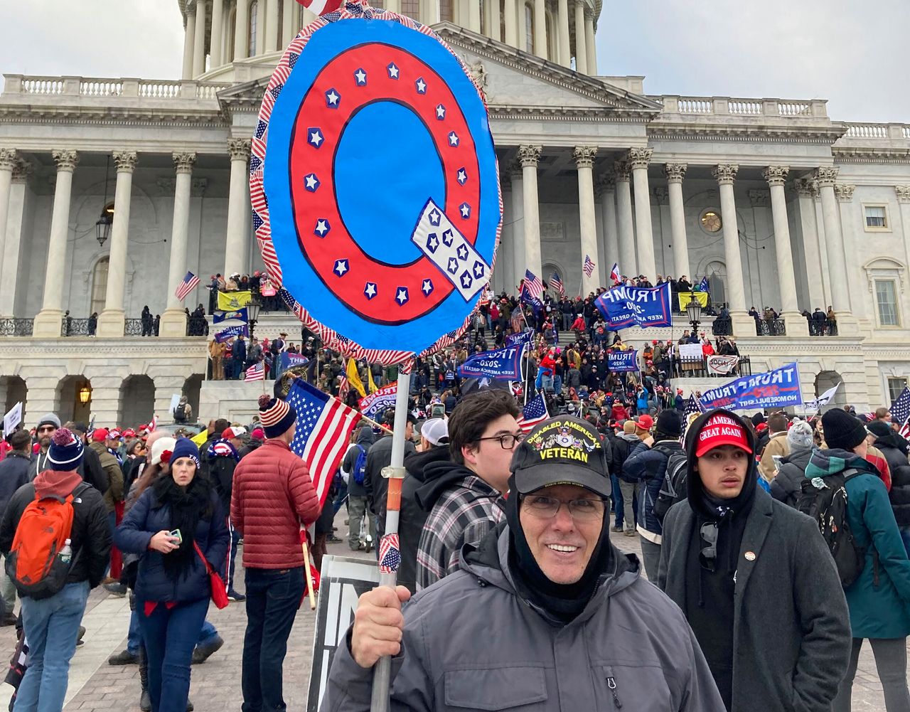 Supporters of QAnon were out in force at the siege of the US Capitol. 