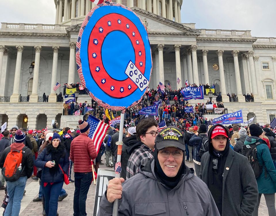 Supporters of QAnon were out in force at the siege of the US Capitol. 