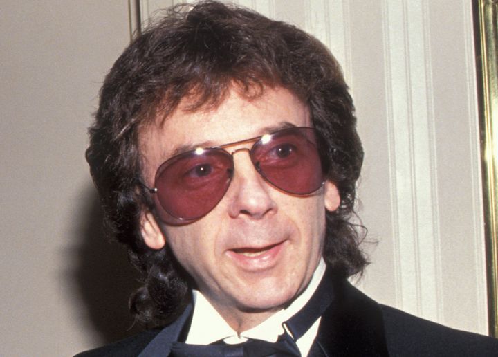 Phil Spector photographed at the Rock and Roll Hall of Fame induction ceremony in 1989. 