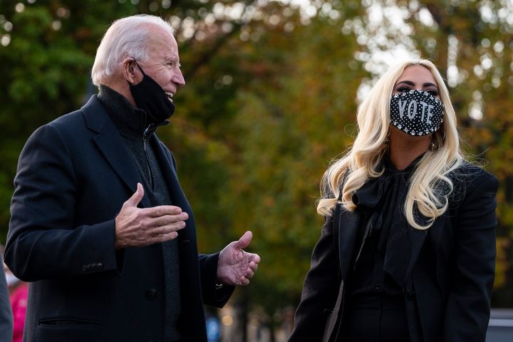 Joe Biden and Lady Gaga pictured together last year