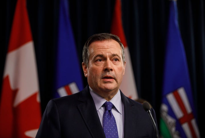 Alberta Premier Jason Kenney updates media in Edmonton on March 20, 2020.
