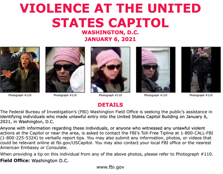 The feds are looking to identify a woman Internet sleuths are calling "Bullhorn Lady," who was captured on video feeding insurrectionists information about the layout of the Capitol.