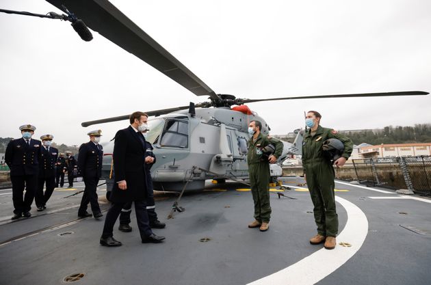 Emmanuel Macron, ici sur la frégate française Bretagne à Brest, le 19 janvier 2021.