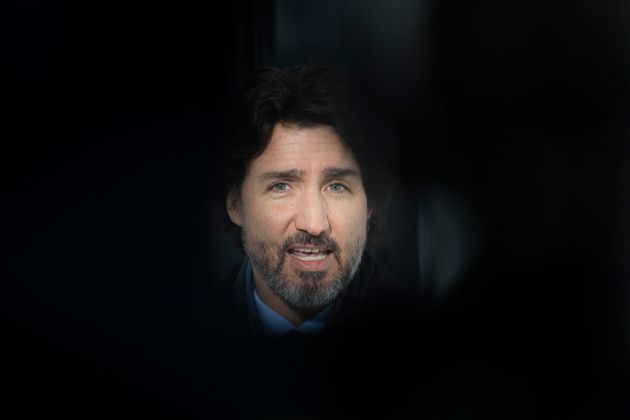 Prime Minister Justin Trudeau delivers his opening remarks at a news conference outside Rideau cottage in Ottawa on Jan. 19, 2021. 