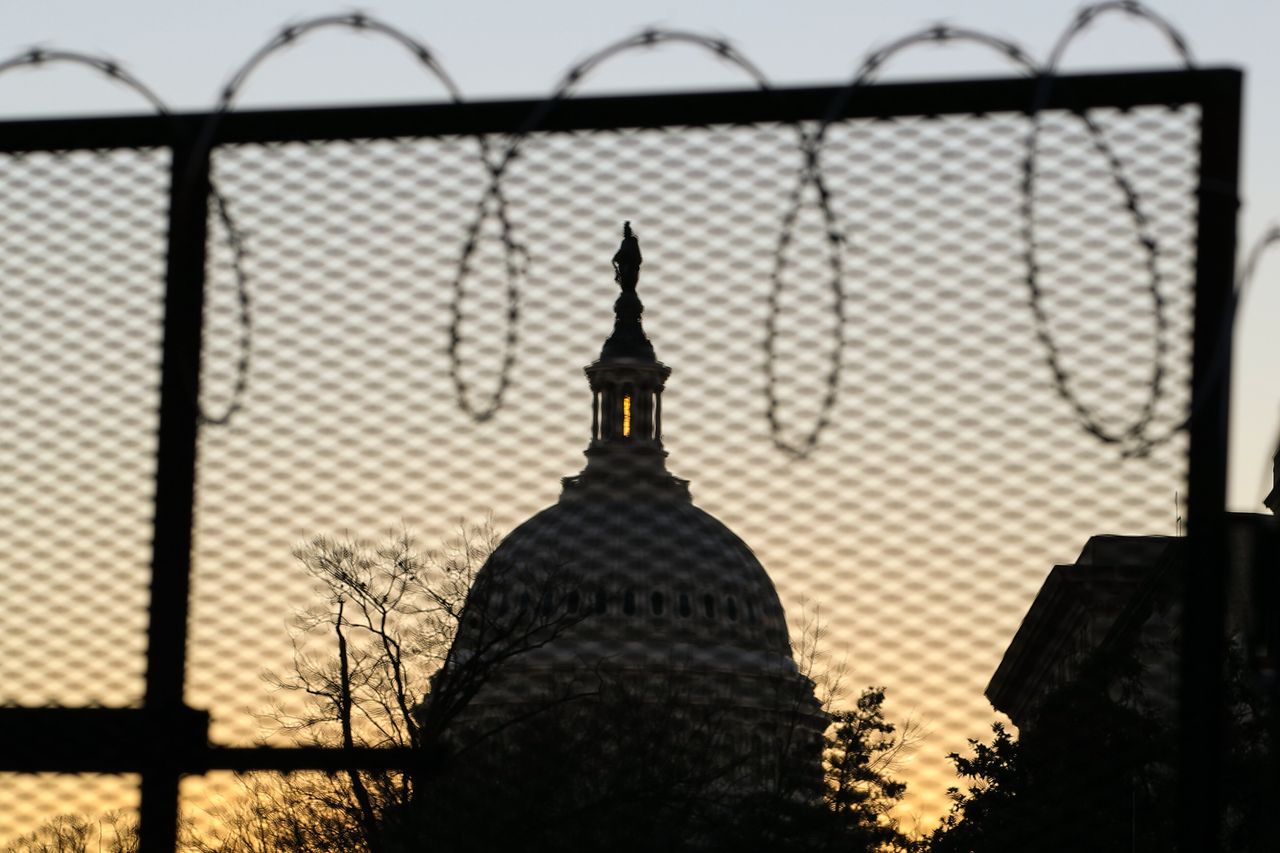 A view of the Capitol building during sunset in Washington, D.C., United States, on Jan. 19, 2021. Top security measurements are being taken around U.S. Capitol building by National Guard soldiers on the day before the inauguration ceremonies for President-elect Joe Biden.