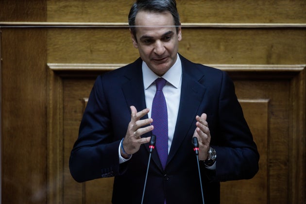ATHENS, Jan. 15, 2021 -- Greek Prime Minister Kyriakos Mitsotakis speaks at the Greek Parliament, in Athens, Greece, on Jan. 15, 2021. The Greek government announced on Friday the partial relaxation of the COVID-19 lockdown restrictions from Jan. 18 with the reopening of the retail sector.
As the number of new COVID-19 cases has been dropping steadily in the past ten days, the government decided, following health experts' advice, to take the risk and gradually reopen the economy, Prime Minister Kyriakos Mitsotakis said in parliament. (Photo by Marios Lolos/Xinhua via Getty) (Xinhua/Marios Lolos via Getty Images)