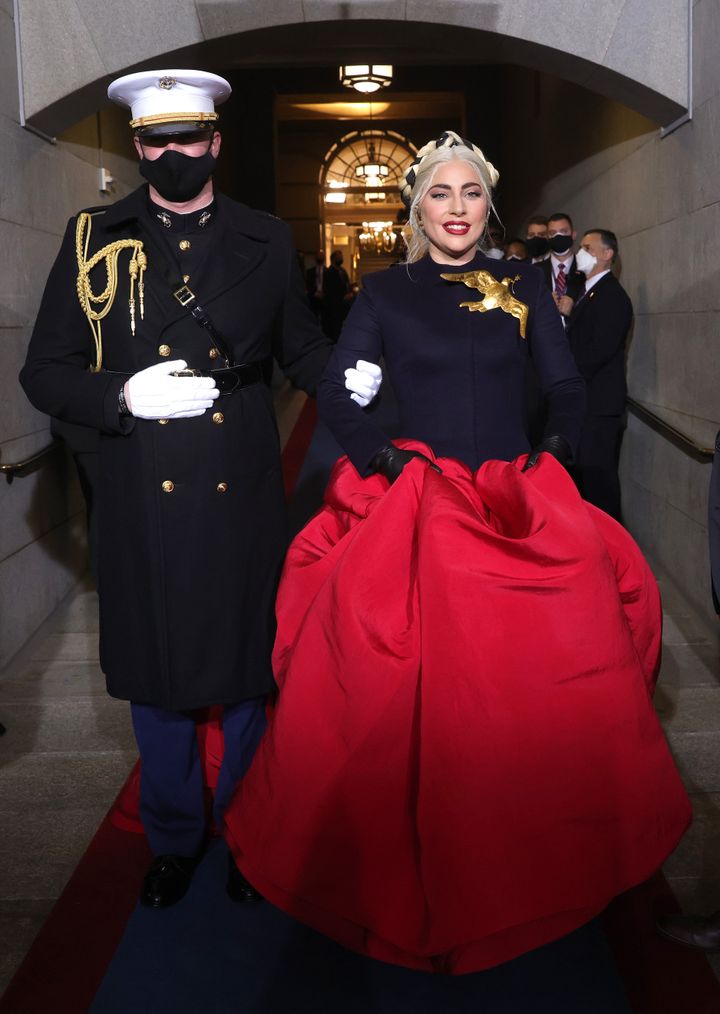 Lady Gaga enters the stage outside the US Capitol building