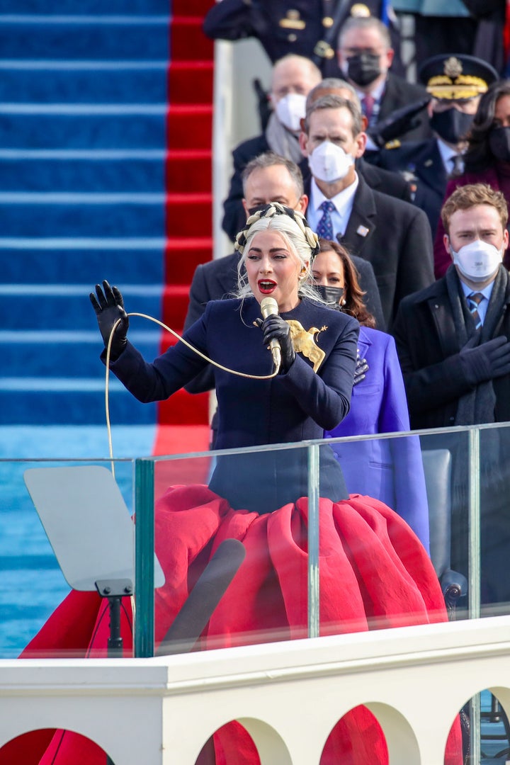 Gaga performing during the inauguration