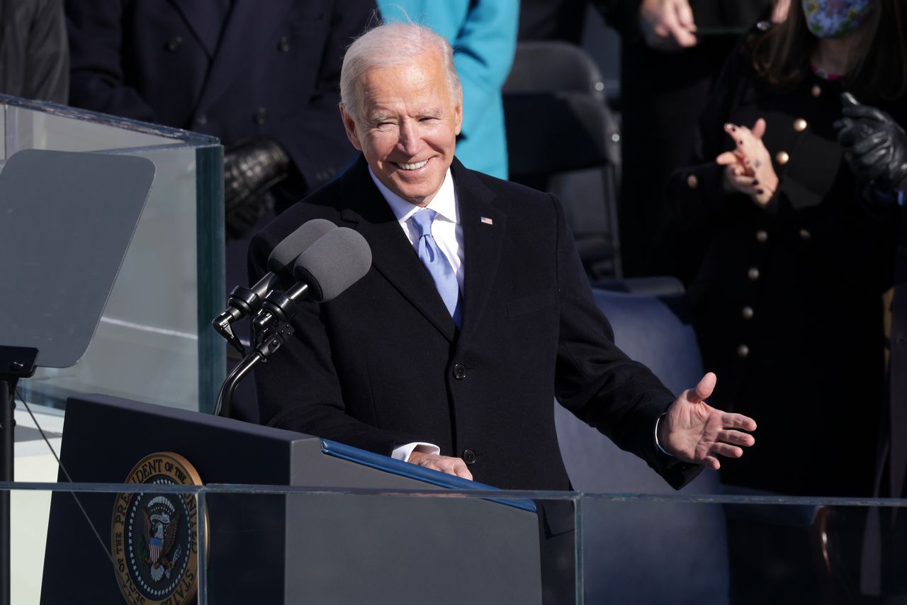 Joe Biden delivers his inaugural address.