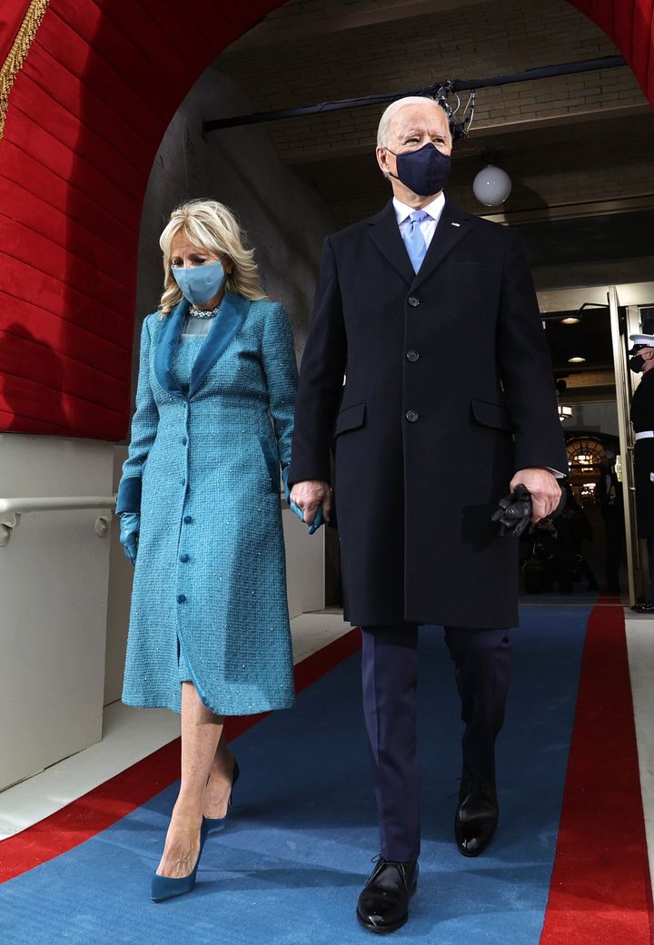 President Joe Biden and incoming first lady Jill Biden arrive for his inauguration as the 46th President at the Capitol on Wednesday.