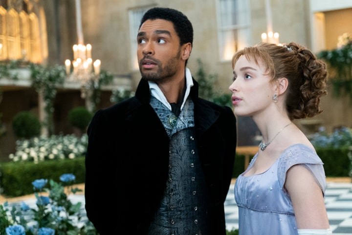 Regé-Jean Page as the Duke of Hastings and Phoebe Dynevor as Daphne Bridgerton in Shonda Rhimes' "Bridgerton" on Netflix.