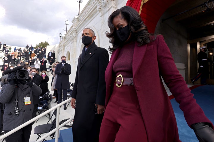 Michelle Obama's oversized belt was a popular accessory.