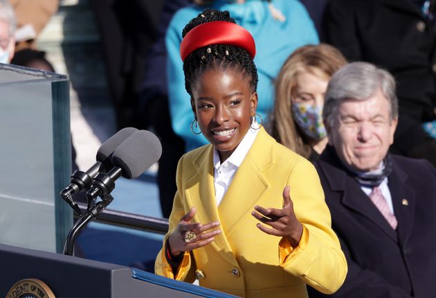 Youth Poet Laureate Amanda Gorman speaks at the inauguration.