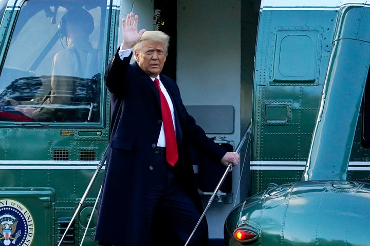 Trump leaving the White House for the last time as president on Wednesday.