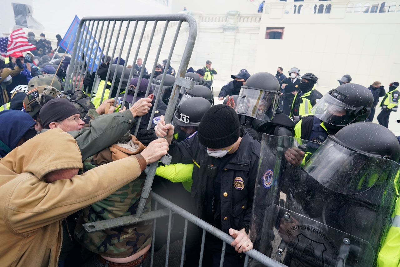 Police tried to hold back the pro-Trump mob attempting to get into the Capitol on Jan. 6.