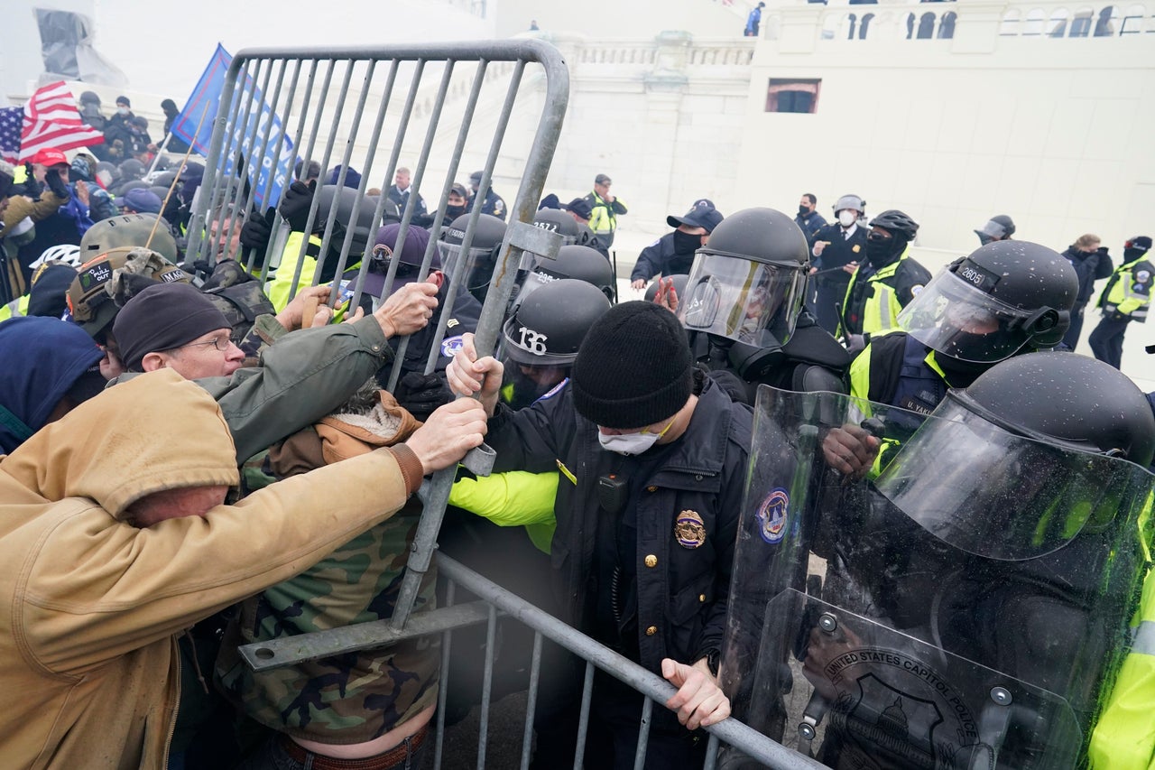 Police tried to hold back the pro-Trump mob attempting to get into the Capitol on Jan. 6. 