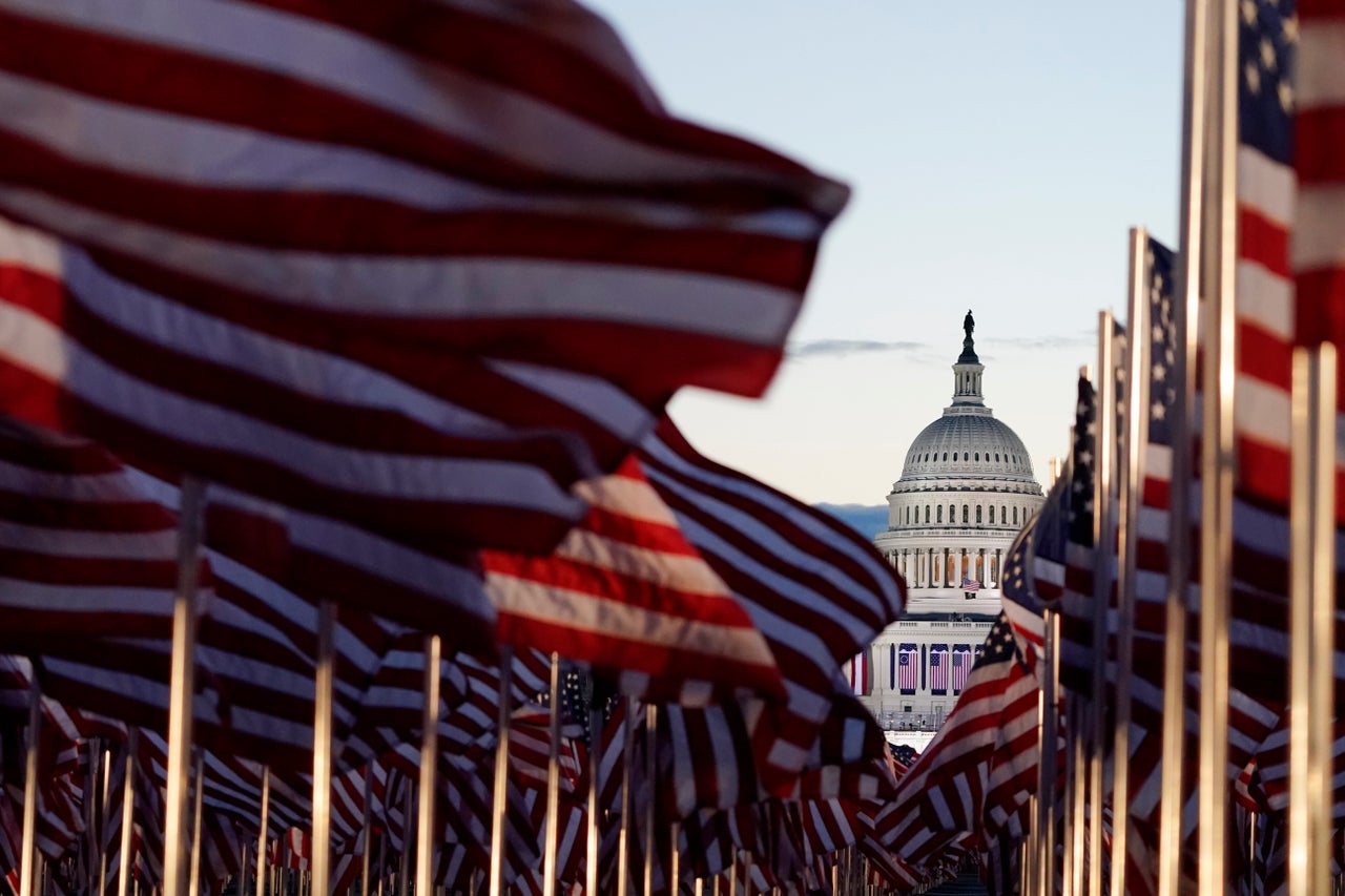 Flags covered the National Mall for the inauguration.