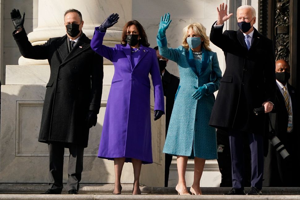 Joe Biden and his wife, Jill Biden, and Kamala Harris and her husband, Doug Emhoff, arrived at the steps of the U.S. Capitol 