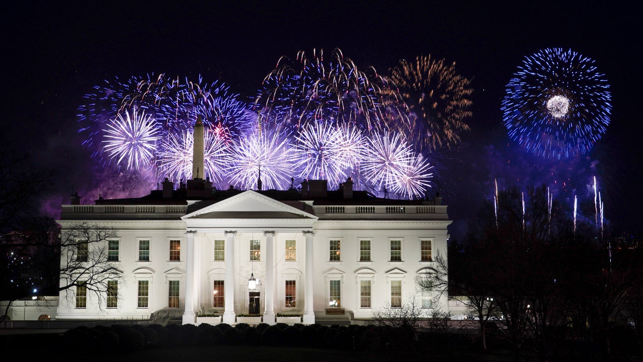 Fireworks lit up the sky at the end of the Biden inauguration events Wednesday night.