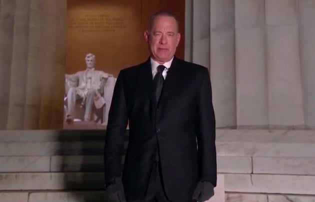 Tom Hanks speaks during the Celebrating America event