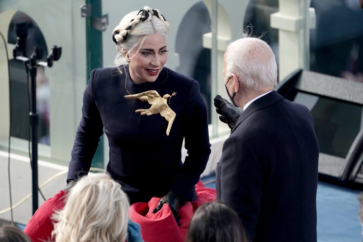 Lady Gaga junto a Joe Biden en la toma de posesión de este miércoles 20 de enero. 