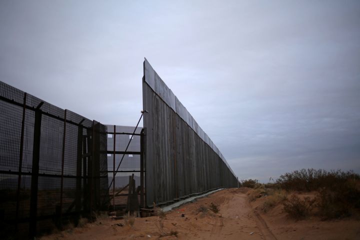 The new section of the bollard-type border wall erected in New Mexico, U.S., is seen from the Mexican side of the border