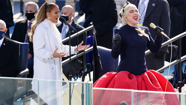 Jennifer Lopez y Lady Gaga en la toma de posesión de Joe Biden.