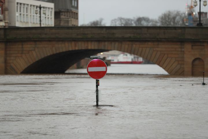 Floodwaters in York, in anticipation of Storm Christoph which is set to bring further flooding, gales and snow to parts of the UK