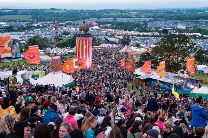 The sun sets on day 1 of Glastonbury 2019, Worthy Farm, Somerset