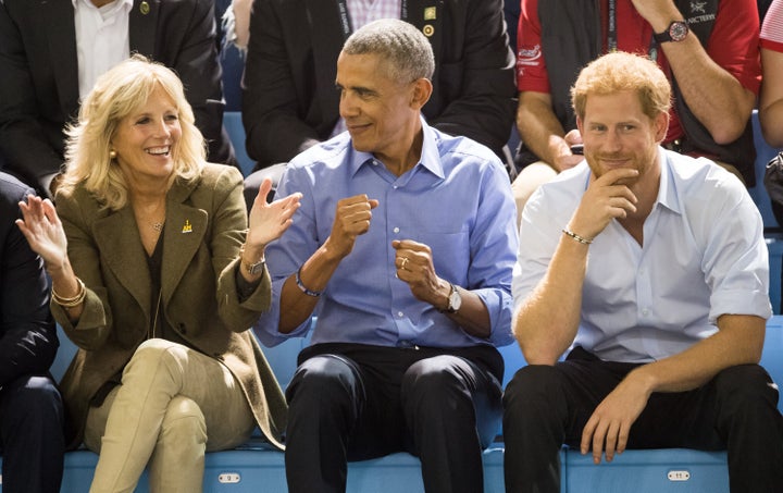 Jill Biden, Barack Obama and Prince Harry at the 2017 Invictus Games on Sept. 29, 2017, in Toronto.