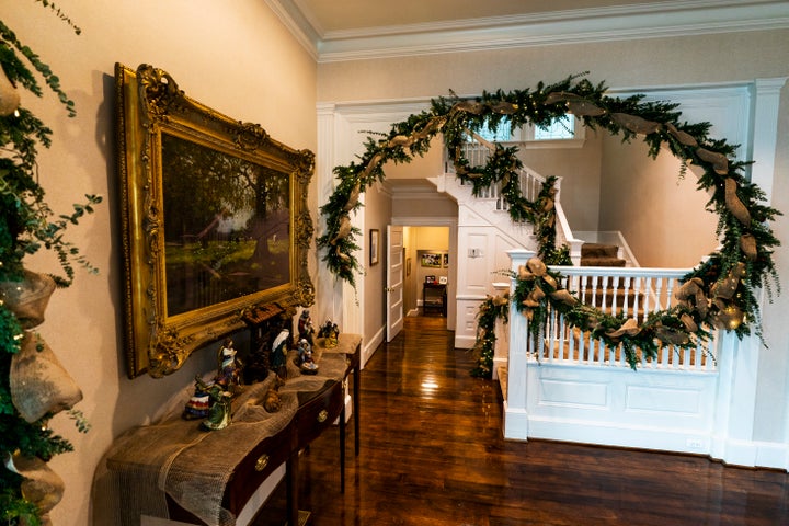 The foyer as decorated for the holidays by Karen Pence in 2020.