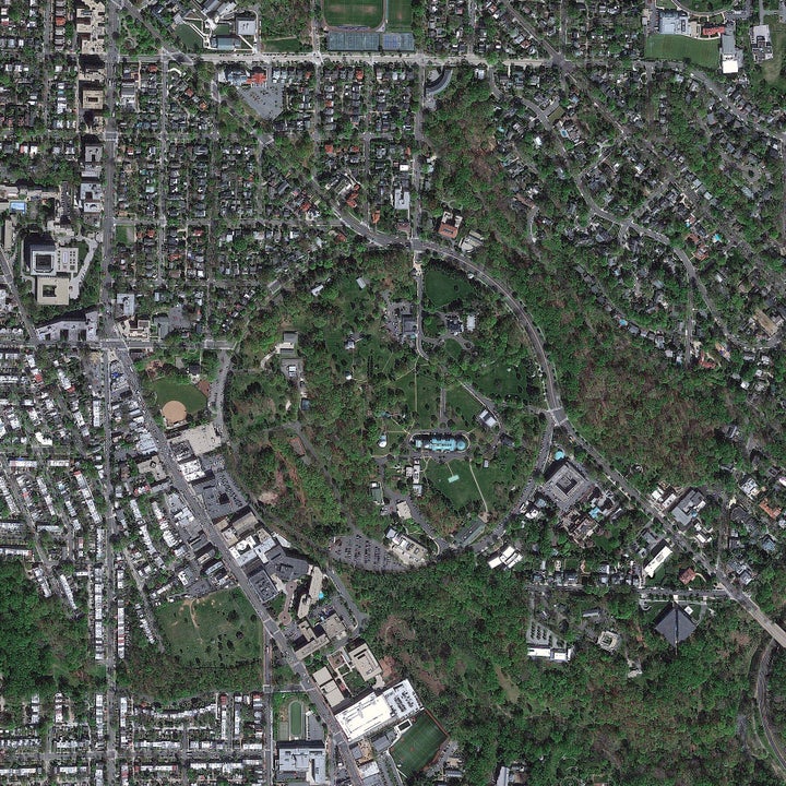 A satellite image of the United States Naval Observatory from April 2012.