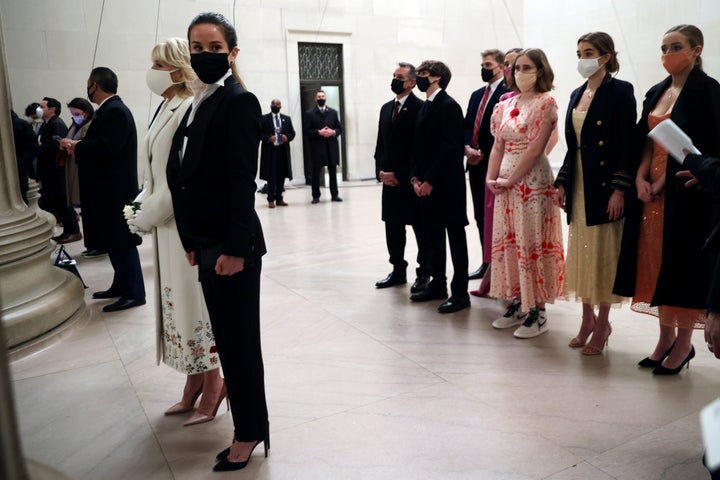 First daughter Ashley Biden and her family look on during the "Celebrating America" program at the Lincoln Memorial.