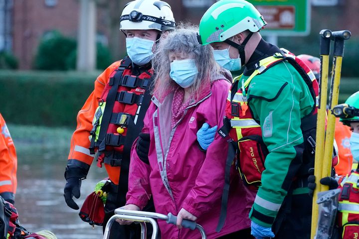 Elderly residents are evacuated from a local care home by emergency services in Northwich.