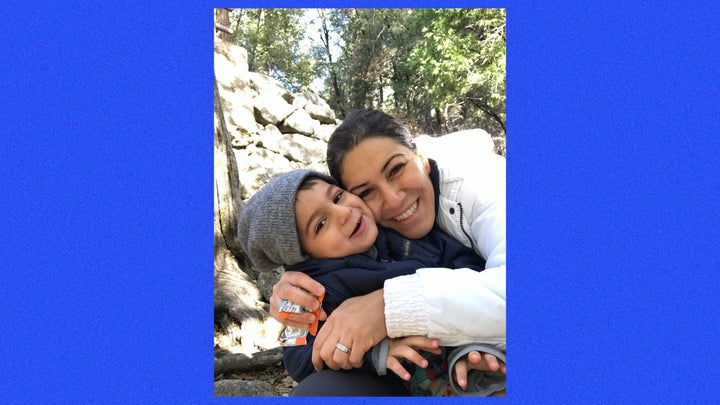 Mina Mahdhavi and her son.