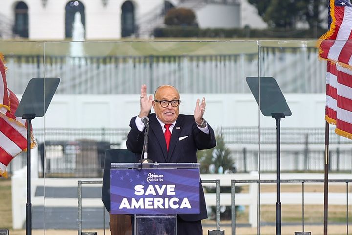 Rudy Giuliani appeared at the Jan. 6 "Save America Rally" near the White House, which sparked the insurrection at the U.S. Capitol.