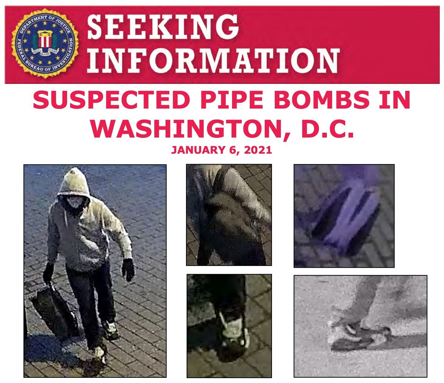Le FBI offre 75.000 dollars pour retrouver le poseur de bombes du Capitole