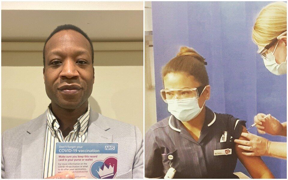 Dr Abdul Zubairu and nurse May Parsons are among the NHS staff who have received both doses of the Covid-19 Pfizer\BioNTech vaccine.